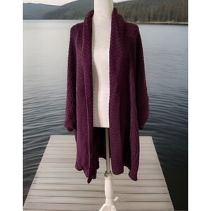 NorthStyle Womens Size 3X Plum Cardigan Sweater Textured‎ Long Sleeve NWT